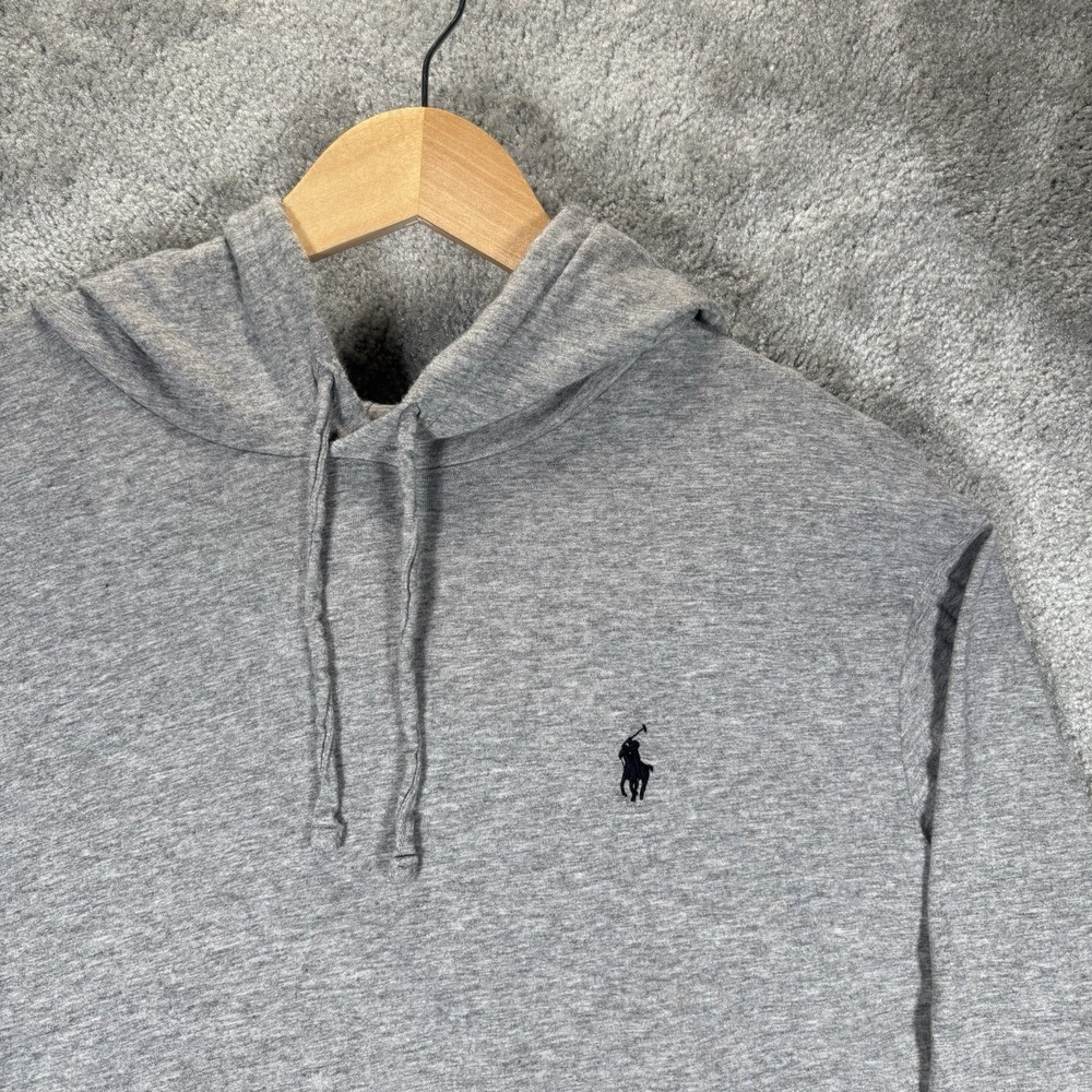 Polo Ralph Lauren Hooded Long Sleeve Shirt Mens XL Gray Cotton Knit Lightweight